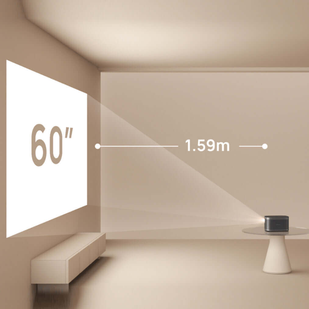 place horizon pro 1.59m away from its screen, projecting a 60'' display