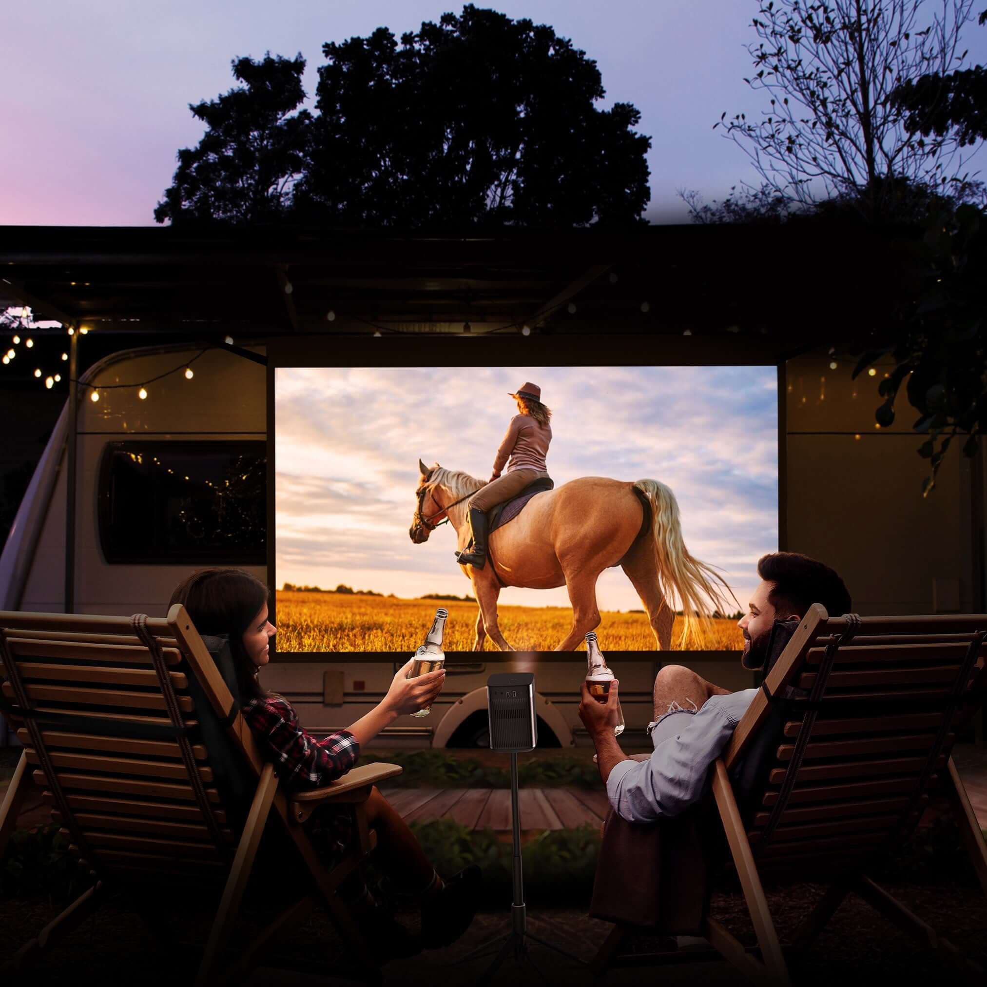 How to Set up the Perfect Outdoor Movie Night With a Smart Projector