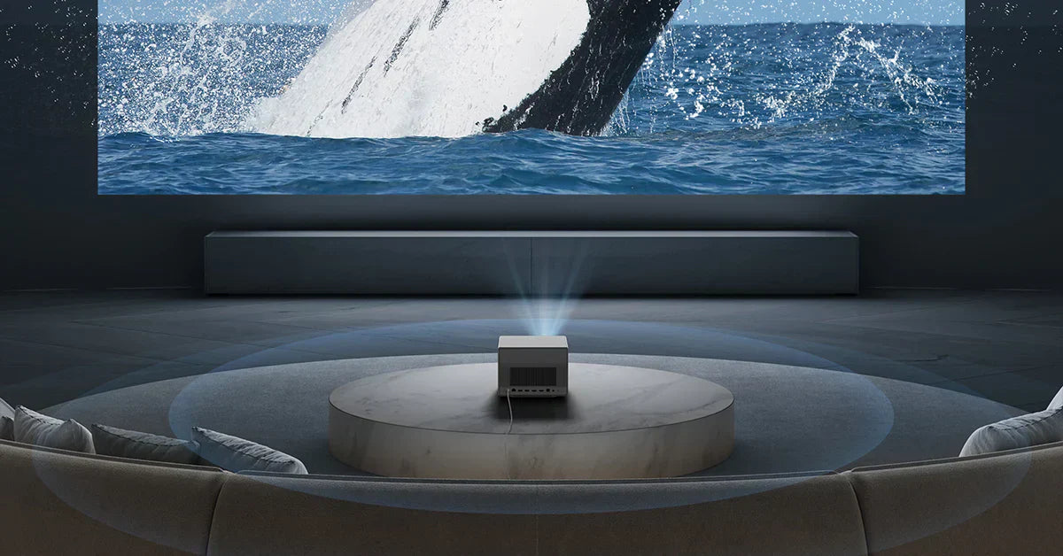 XGIMI HORIZON Ultra projecting Dolby Vision-enhanced 4K content with vivid colors, deep blacks, and bright highlights
