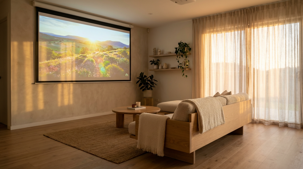 XGIMI projector displaying vibrant home theater entertainment experience