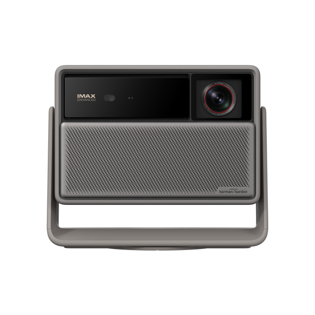 HORIZON 20 Pro projector front view: IMAX Enhanced label, lens, and harman/kardon speaker grill.