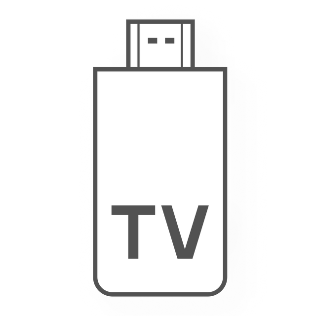 Black TV Stick 4K with HDMI connector and 'TV' text.