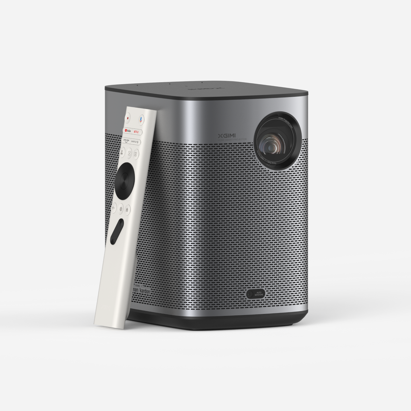 XGIMI Halo+ (New) Full HD portable projector supports Google TV and 5000+ Apps in Google Play Store.  It is packed with a remote for convenient control.