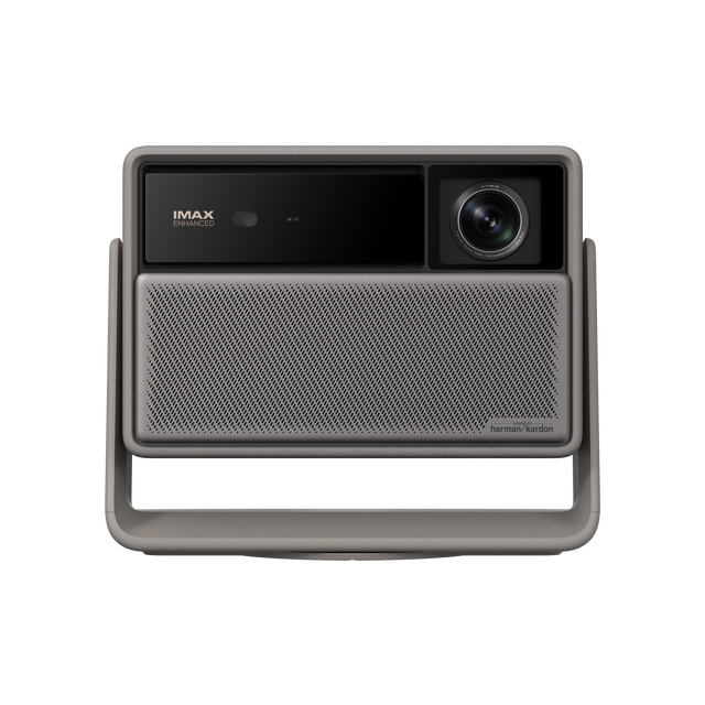 HORIZON 20 IMAX Enhanced projector front view with lens and Harman Kardon speaker grille.