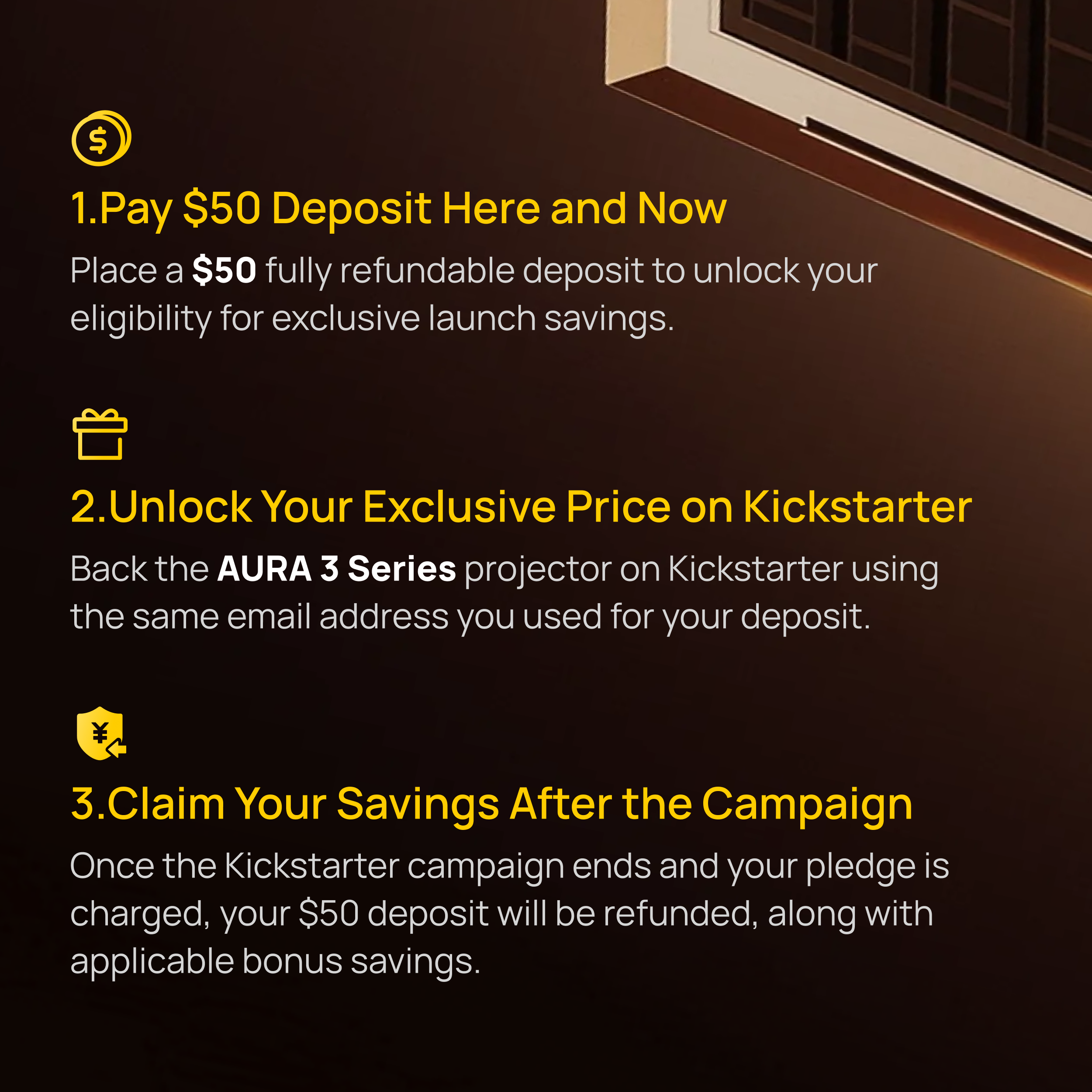 Deposit rules for reserving XGIMI AURA 3 Series 4K Laser UST Projector