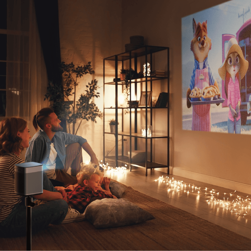 Immerse your family in big-screen movies with the Halo Smart Portable Projector